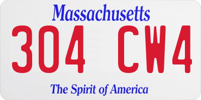 MA license plate 304CW4