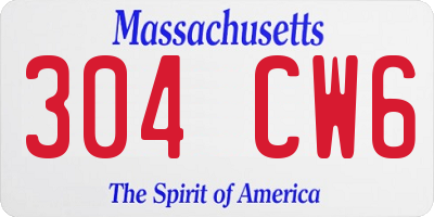 MA license plate 304CW6