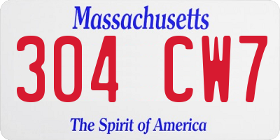MA license plate 304CW7