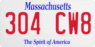 MA license plate 304CW8
