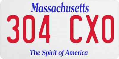 MA license plate 304CX0
