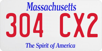 MA license plate 304CX2