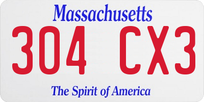 MA license plate 304CX3