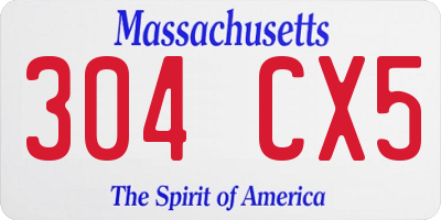 MA license plate 304CX5