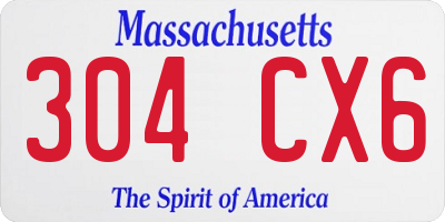 MA license plate 304CX6