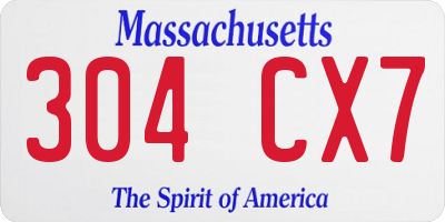 MA license plate 304CX7