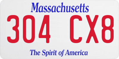 MA license plate 304CX8