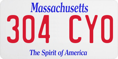MA license plate 304CY0