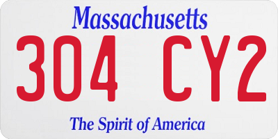 MA license plate 304CY2