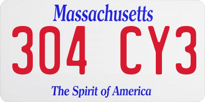 MA license plate 304CY3