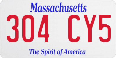 MA license plate 304CY5