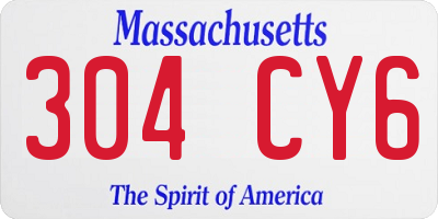 MA license plate 304CY6