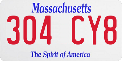 MA license plate 304CY8