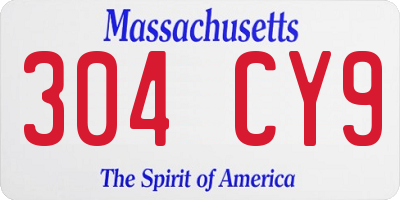 MA license plate 304CY9