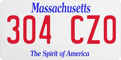 MA license plate 304CZ0