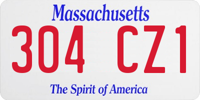 MA license plate 304CZ1