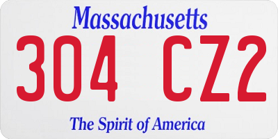 MA license plate 304CZ2