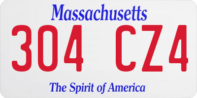 MA license plate 304CZ4