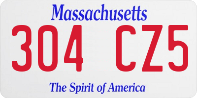 MA license plate 304CZ5