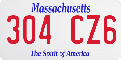 MA license plate 304CZ6