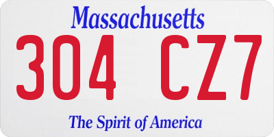 MA license plate 304CZ7