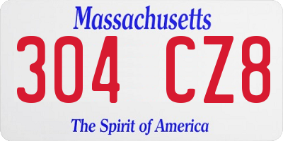 MA license plate 304CZ8