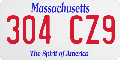 MA license plate 304CZ9