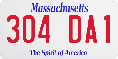 MA license plate 304DA1
