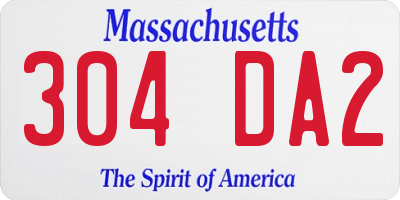 MA license plate 304DA2