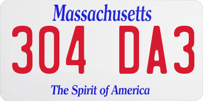 MA license plate 304DA3