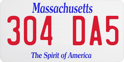 MA license plate 304DA5
