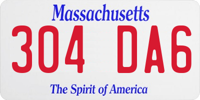 MA license plate 304DA6