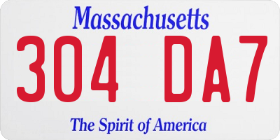 MA license plate 304DA7