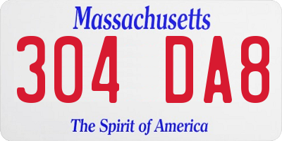 MA license plate 304DA8