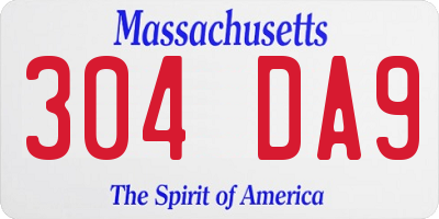MA license plate 304DA9