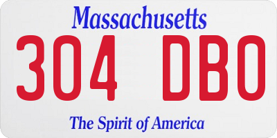 MA license plate 304DB0