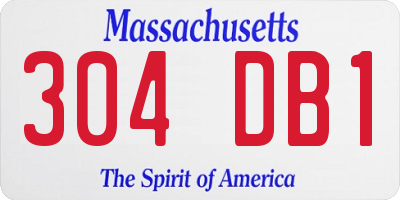 MA license plate 304DB1