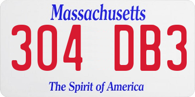 MA license plate 304DB3