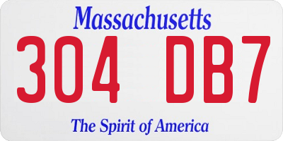 MA license plate 304DB7