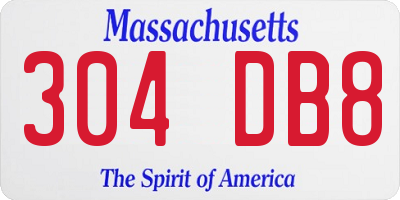 MA license plate 304DB8