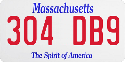 MA license plate 304DB9