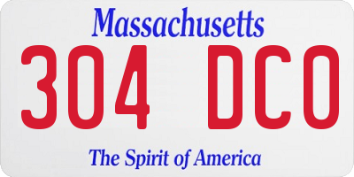 MA license plate 304DC0