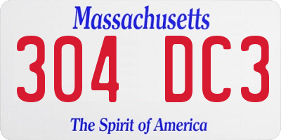 MA license plate 304DC3