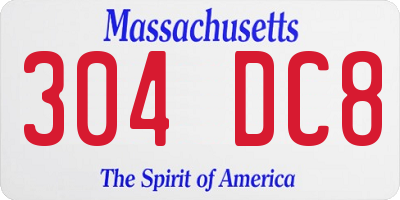 MA license plate 304DC8