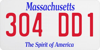 MA license plate 304DD1