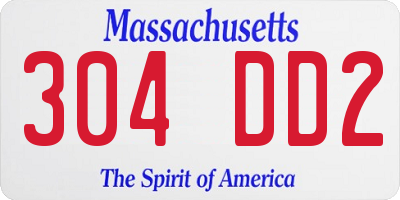 MA license plate 304DD2