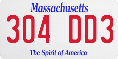 MA license plate 304DD3