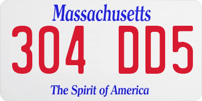 MA license plate 304DD5