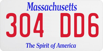 MA license plate 304DD6