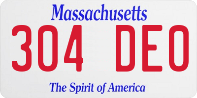MA license plate 304DE0